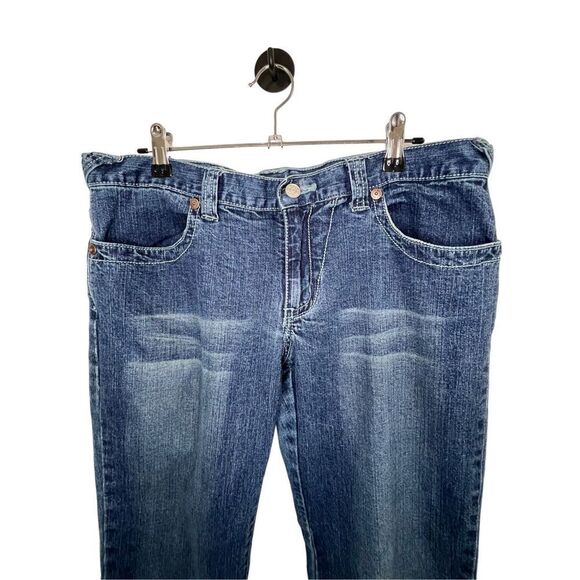 Metro 7 Low Rose Flare Jeans With Embroidery and Sequins On Bottom - Picture 2 of 5